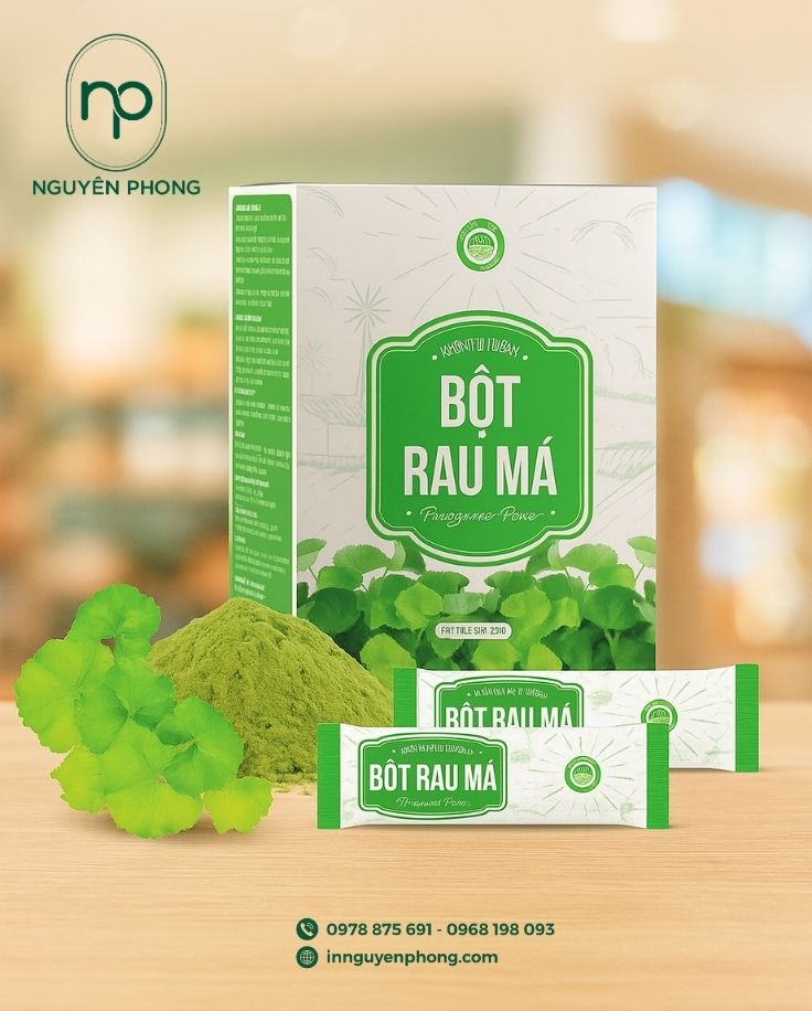 Mẫu hộp đựng bột rau má nổi bật thu hút khách hàng
